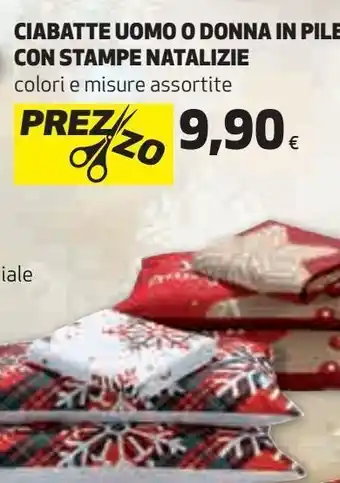 Coop Ciabatte uomo o donna in pile con stampe natalizie offerta