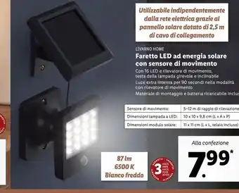 Lidl Faretto led ad energia solare con sensore di movimento offerta