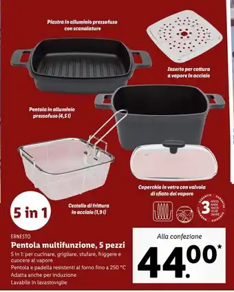 Lidl Pentola multifunzione 5 pezzi ernesto offerta
