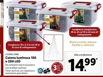 Lidl Catena luminosa 180 o 200 led offerta
