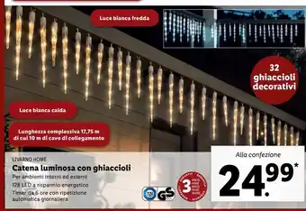 Lidl Catena luminosa con ghiaccioli offerta