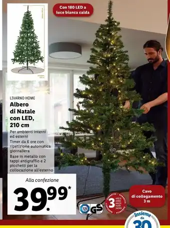 Lidl Albero di natale con led 210cm offerta