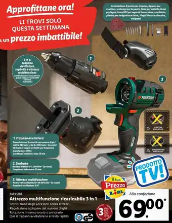 Lidl Attrezzi multifunzione ricaricabile 3 in 1 offerta
