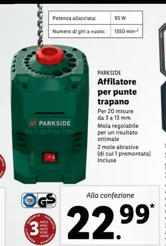 Lidl Affilatore per punte trapano parkside offerta