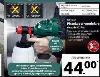 Lidl Pistola per vernice ricaricabile parkside offerta