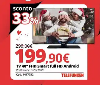 Tv 40" fhd smart full hd android telefunken