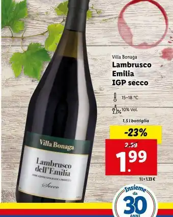 Lidl Lambrusco emilia 1,5l offerta