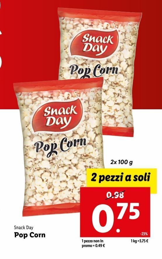 Popcorn 2x100g offerta di Lidl