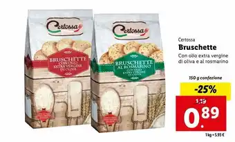 Lidl Bruschette certosa 150g offerta