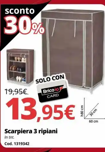 Brico Io Scarpiera 3 ripiani offerta