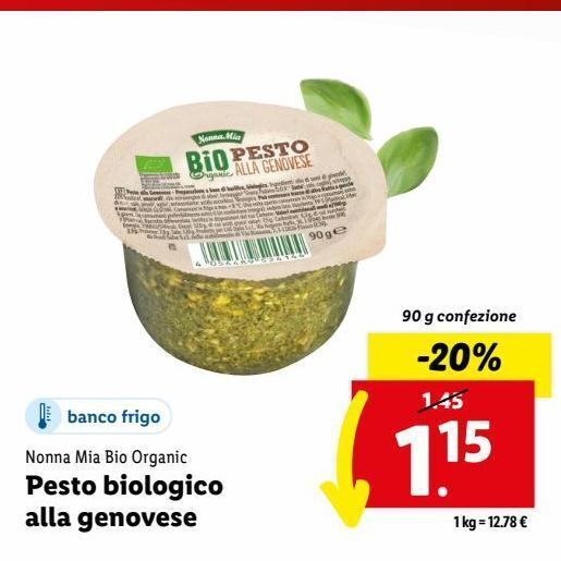 Pesto biologico alla genovese offerta di Lidl