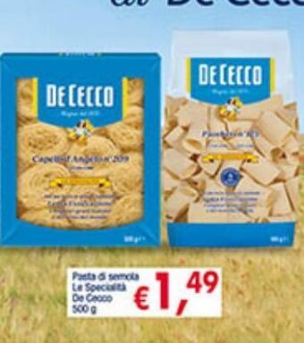 Supermercato Coal Pasta di semola de cecco offerta