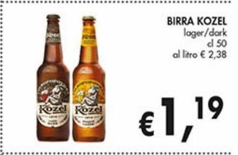 Supermercato Coal Birra kozel lager / dark 50 cl offerta