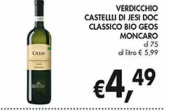 Coal City Verdicchio castelli di jesi doc classico bio geos moncaro cl 75 offerta