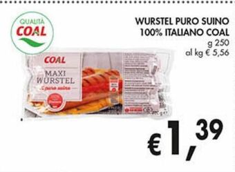 Supermercato Coal Wurstel puro suino 100% italiano coal offerta