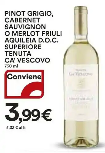 Coop Tenuta ca' vescovo Pinot Grigio offerta