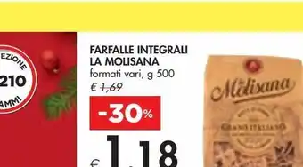 Bennet Farfalle integrali la molisana offerta