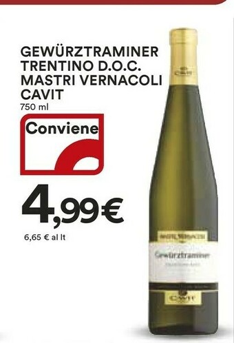 Coop Cavit Gewurztraminer Trentino Doc Mastri Vernacoli offerta