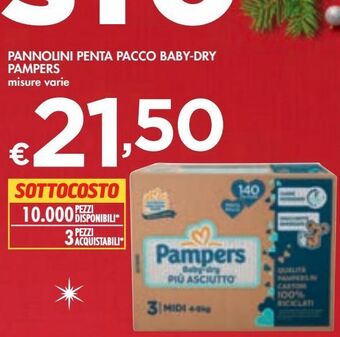Bennet Pannolini penta pacco baby-dry pampers offerta