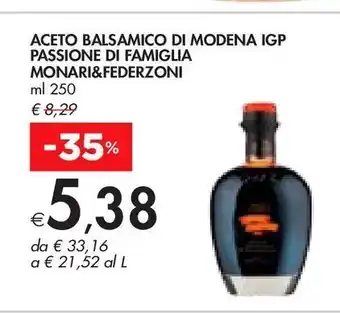 Bennet Aceto balsamico di modena igp passione di famiglia monari&federzoni offerta