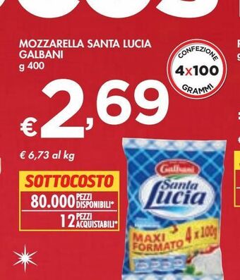 Bennet Mozzarella santa lucia galbani offerta