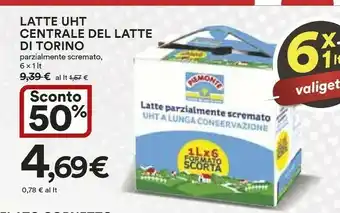 Coop Centrale del latte di torino Latte A Lunga Conservazione Parzialmente Scremato UHT offerta
