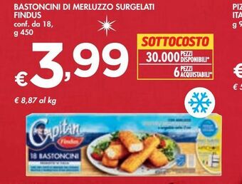 Bennet Bastoncini di merluzzo surgelati findus offerta