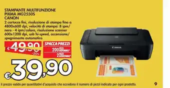 Bennet Stampante multifunzione pixma mg25505 canon offerta