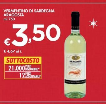 Bennet Vermentino di sardegna aragosta offerta