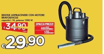 Bennet Bidone aspiracenere con motore bravo&facile offerta
