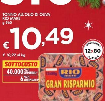 Bennet Tonno all'olio di oliva rio mare offerta