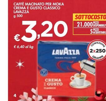 Bennet Caffe macinato per moka crema e gusto classico lavazza offerta