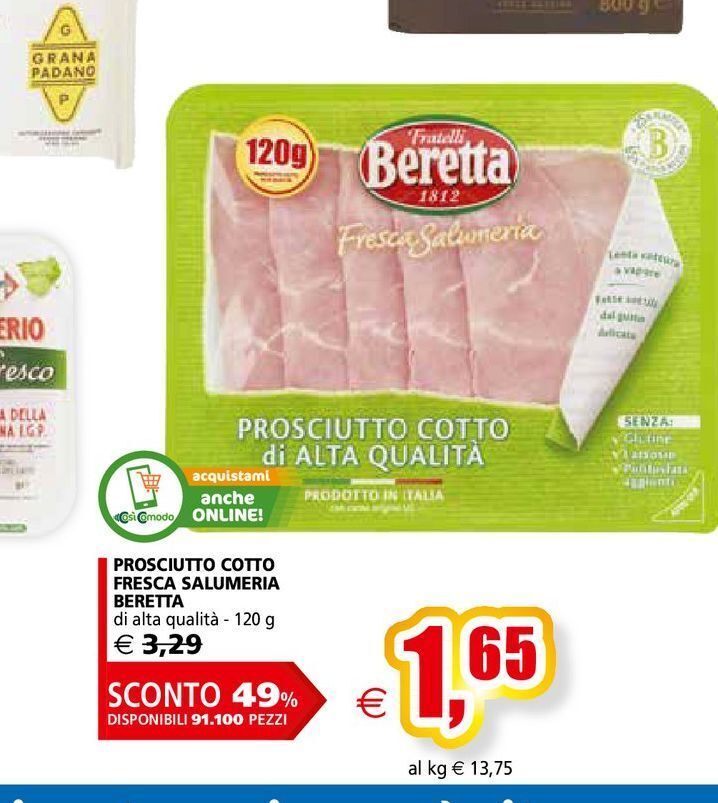 Prosciutto cotto fresca salumeria beretta offerta di Il Gigante