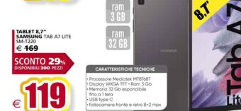 Tablet 8.7'' samsung tab a7 lite sm-t220