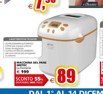 Il Gigante Macchina del pane imetec offerta