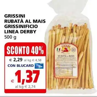 Il Gigante Grissini rubata al mais grissinificio linea berdy offerta