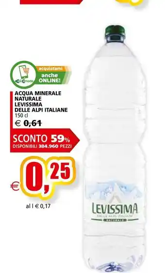 Il Gigante Acqua minerale nauturale levissima delle alpi italiani offerta