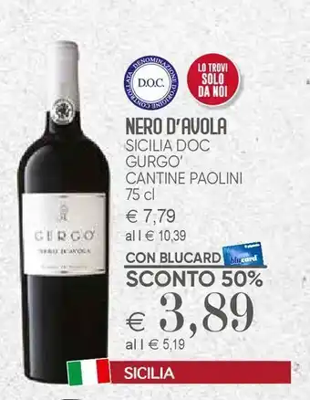 Il Gigante Vino nero d'avola offerta