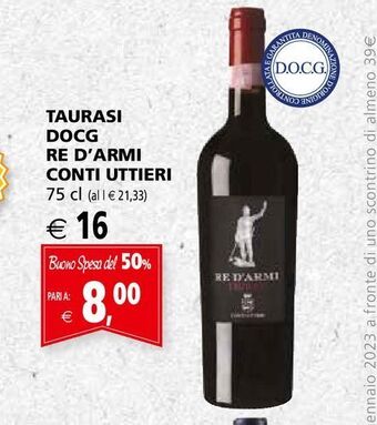 Taurasi docg re d''armi conti uttieri