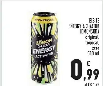 Conad Freedea Bibite Energy Activator Lemonsoda Original/ Tropical/ Zero 500 Ml offerta