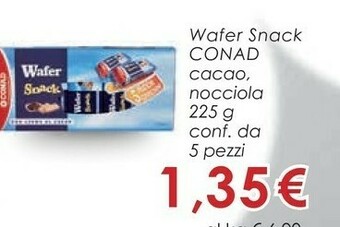 Conad Conad - Wafer Snack Con Crema Alla Nocciola 225 G(ml) offerta