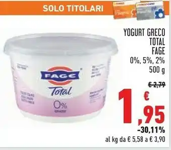 Conad Fage Total 0% Yogurt Greco Colato Senza Grassi 500 G(ml) offerta