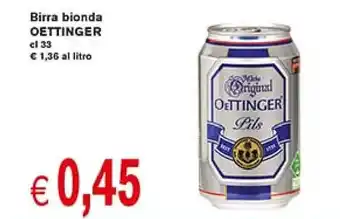 Supermercato Coal Oettinger Birra bionda cl 33 offerta