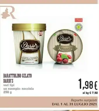 Conad Dario`s Barattolino Gelato Nocciola offerta