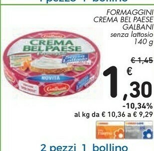 Conad Galbani Formaggini Crema Bel Paese offerta