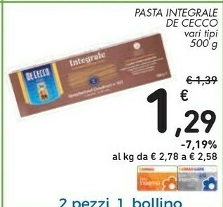 Conad De Cecco Pasta Integrale offerta