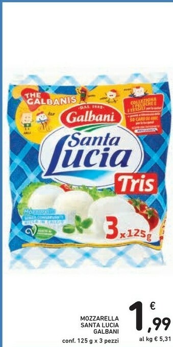 Conad Galbani Mozzarella Santa Lucia 375 G(ml) offerta