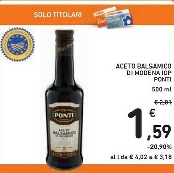 Conad Ponti Aceto Balsamico Di Modena 500 G(ml) offerta