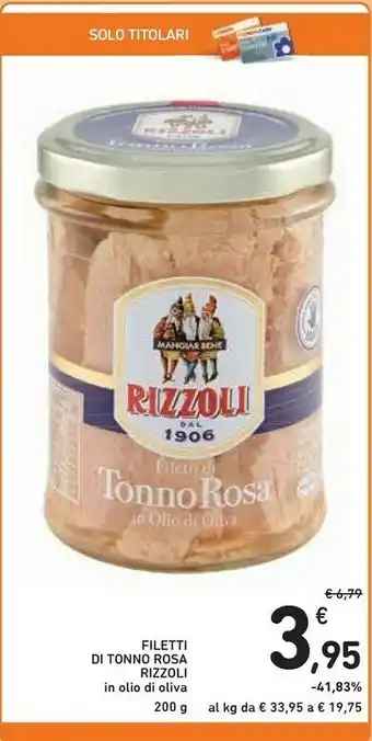 Conad Rizzoli Rizzoli - Filetti di Tonno Rosa in Olio d'Oliva 200 g(ml) offerta