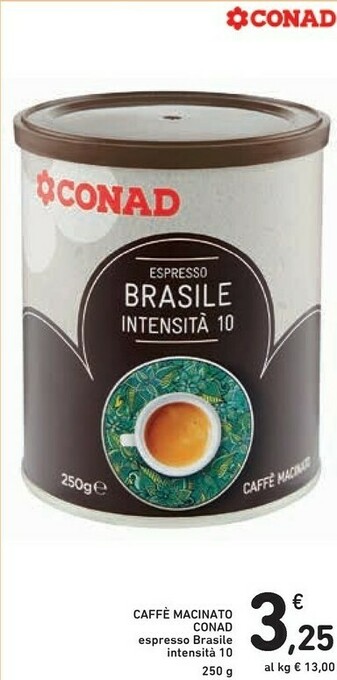 Conad Conad Caffe Macinato Espresso Brasile offerta